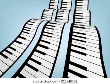 Piano keyboards vector illustrations