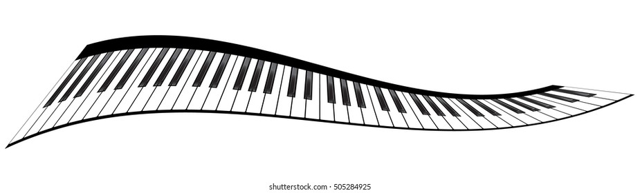 Piano keyboards vector illustrations. Various angles and views