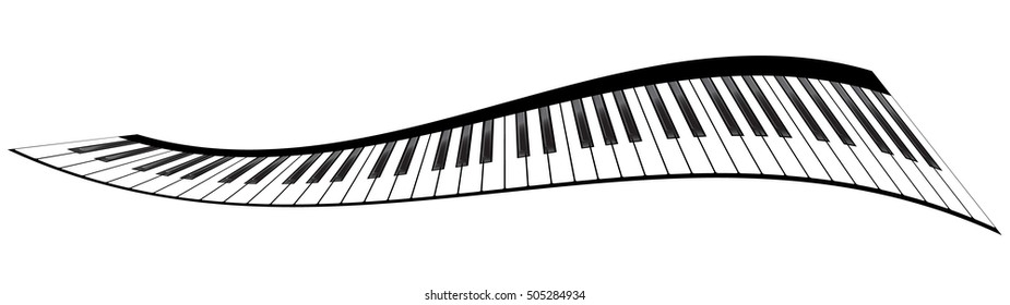 Piano keyboards vector illustrations. Various angles and views