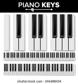 Piano Keyboards Vector. Isolated Illustration. Top View Keyboard Pad