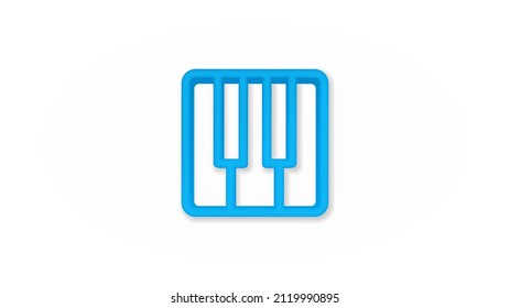 Piano keys 3d line flat color icon. Realistic vector illustration. Pictogram isolated. Top view. Colorful transparent shadow design.