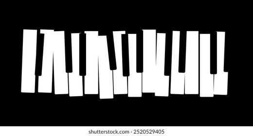 Piano keys abstract art illustration on black background for concert sign. Vector picture in flat style