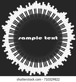 Piano keys. The abstract circle, with a reflection in the center. Suitable for a musical instrument store. Vector image.