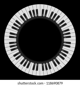 Piano keys. Abstract illustration, for creative design on black