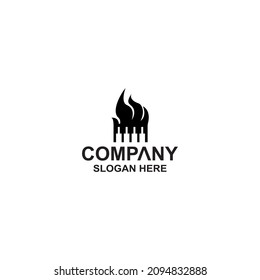 piano keys and burning flames logo vector