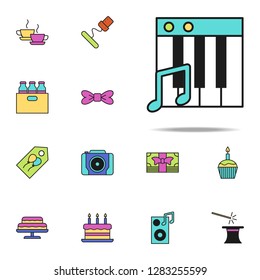 piano keys colored icon. birthday icons universal set for web and mobile