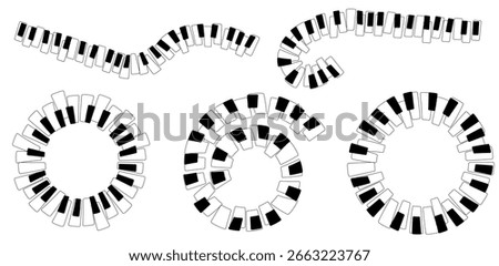 Piano keys decorative design elements 