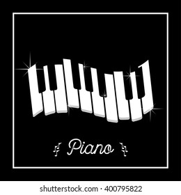 Piano keys in a frame on a black  background