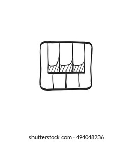 Piano  keys icon in doodle sketch lines. Music instrument audio art synthesizer