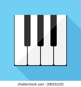 Piano keys icon. Flat design style modern vector illustration. Isolated on stylish color background. Flat long shadow icon. Elements in flat design.