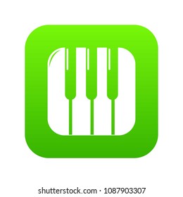 Piano keys icon green vector isolated on white background