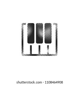 Piano  keys icon in halftone style. Black and white monochrome vector illustration.
