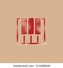 Piano  keys icon in halftone style. Grunge background vector illustration.