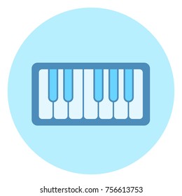 Piano Keys Icon On Blue Background Vector Illustration