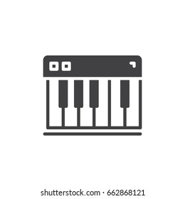Piano keys icon vector, filled flat sign, solid pictogram isolated on white. Synthesizer symbol, logo illustration. Pixel perfect