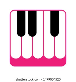 Piano keys icon vector illustration. Music logo for web apps with pink background