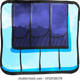 Piano  keys icon in watercolor style.
