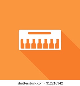 Piano keys icons set. Vector Illustration eps10. Flat icon with long shadow. 