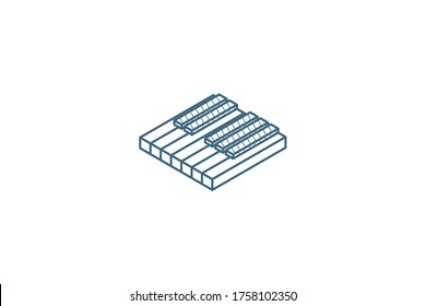 Piano keys isometric icon. 3d vector illustration. Isolated line art technical drawing. Editable stroke