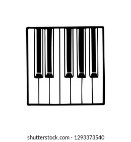Piano Keys. Piano keyboard hand drawn vector illustration.
Piano keyboard logo. Music design template.