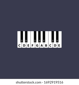 Diseño de ilustración vectorial de plantillas de logotipos de claves de piano