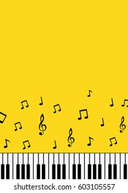 Piano keys and music notes minimalist background
