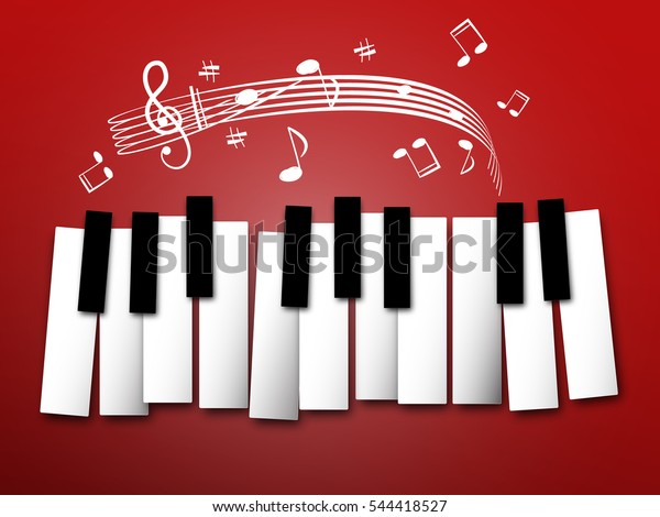 Piano Keys Music Notes Staff Abstract Stock Vector Royalty Free
