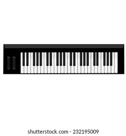Piano keys, musical instruments, isolated on white, synthesizer