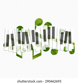 Piano keys musical notes creative concept. Vector graphic illustration.