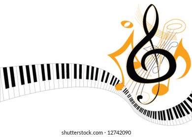 piano keys with notes vector