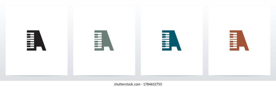 Piano Keys On Letter Logo Design A