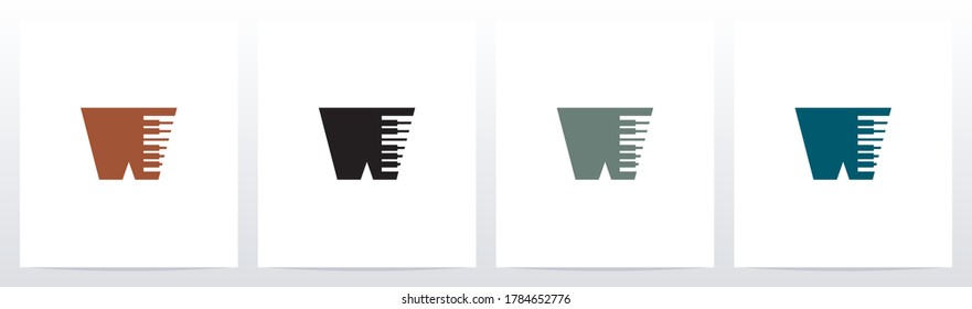 Piano Keys On Letter Logo Design W