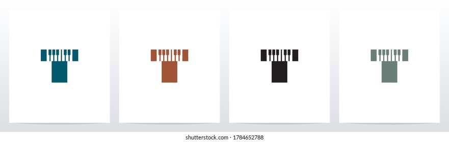 Piano Keys On Letter Logo Design T