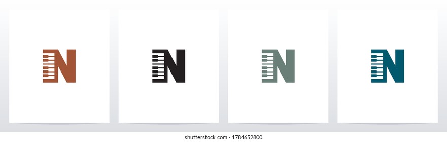 Piano Keys On Letter Logo Design N