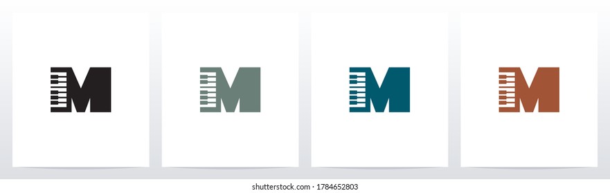 Piano Keys On Letter Logo Design M