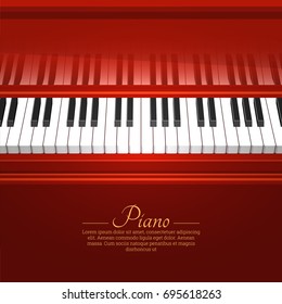 Piano keys. A piano with an open cover.Vector illustration for posters. Musical festival, concert.The place for the text.