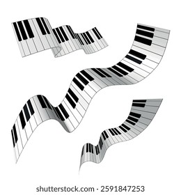 Piano keys. Organ keyboard. Vector 3d illustration