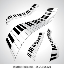 Piano keys. Organ keyboard. Vector 3d illustration