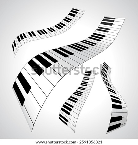 Piano keys. Organ keyboard. Vector 3d illustration