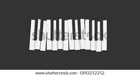 Piano keys over black flat vector illustration