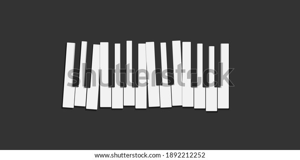 Piano keys over\
black flat vector\
illustration