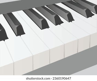 Piano keys side view, vector