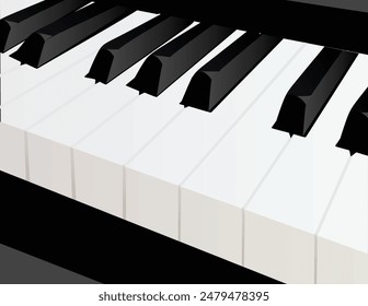 Piano keys side view, vector