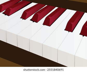 Vista lateral das teclas de piano, vetor