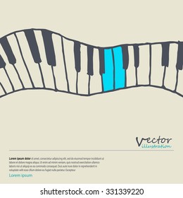 Piano keys sketch. Abstract music background. Monochrome design. Vector illustration