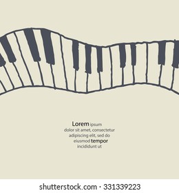 Piano keys sketch. Abstract music background. Monochrome design. Vector illustration
