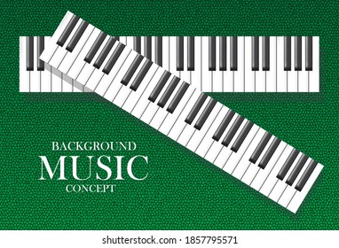 The piano keys are stacked on top of the green stone surface for a design idea,vector 3d for music concept design 
