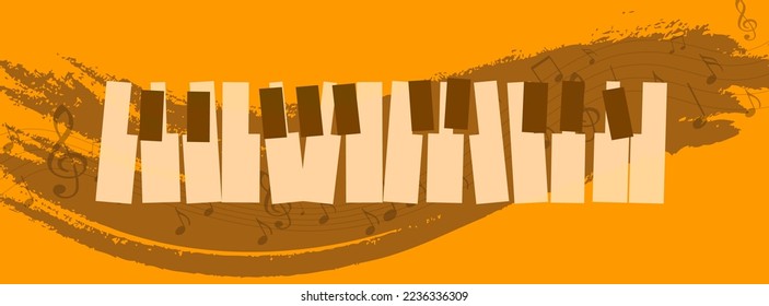 piano keys vector brush banner. Business Presentation Vector Template Used For Decoration, Advertising Design, Website Or Publication, Banner And Poster,  Brochure, Flyer