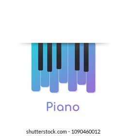 Piano keys vector flat logo, piano play emblem, piano keyboard. Vector stock illustration. 
