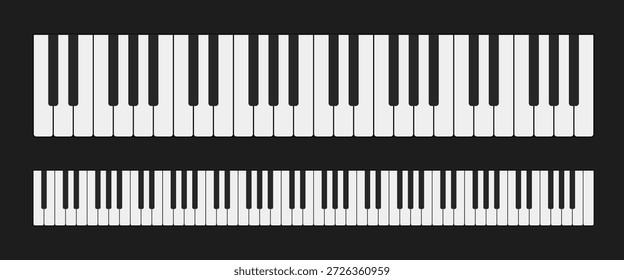Piano keys. Vector icon isolated on black background.